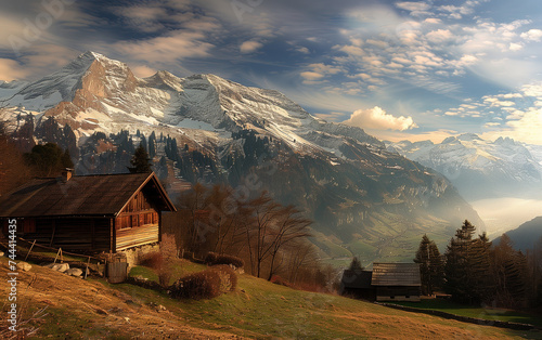 Alps autumn landscape,created with Generative AI tecnology. 