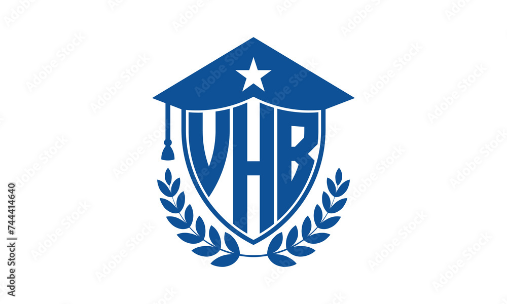 VHB three letter iconic academic logo design vector template. monogram, abstract, school, college, university, graduation cap symbol logo, shield, model, institute, educational, coaching canter, tech VHB three letter iconic academic logo design vector template. monogram, abstract, school, college, university, graduation cap symbol logo, shield, model, institute, educational, coaching canter, tech