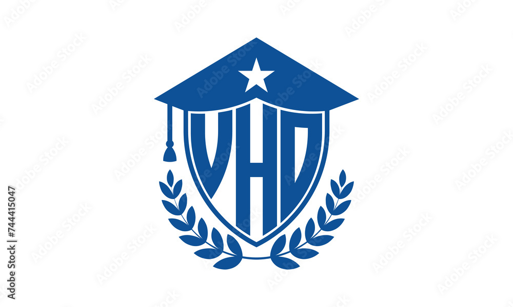 VHO three letter iconic academic logo design vector template. monogram, abstract, school, college, university, graduation cap symbol logo, shield, model, institute, educational, coaching canter, tech VHO three letter iconic academic logo design vector template. monogram, abstract, school, college, university, graduation cap symbol logo, shield, model, institute, educational, coaching canter, tech