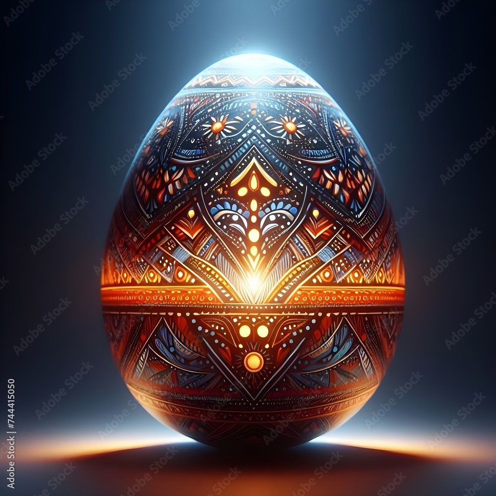 An Easter egg painted with vibrant tribal patterns and symbols, Abstract easter eggs in celebration of Happy easter An Easter egg painted with vibrant tribal patterns and symbols, Abstract easter eggs in celebration of Happy easter
