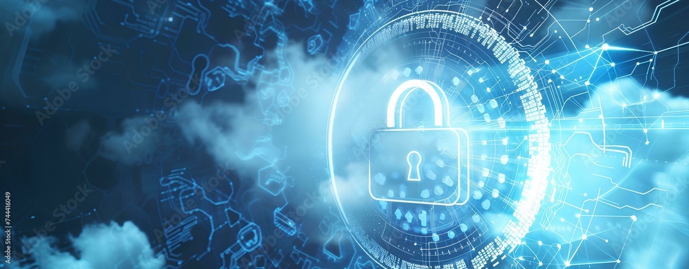 Fototapeta premium Cyber security lock and information protection business technology internet privacy concept