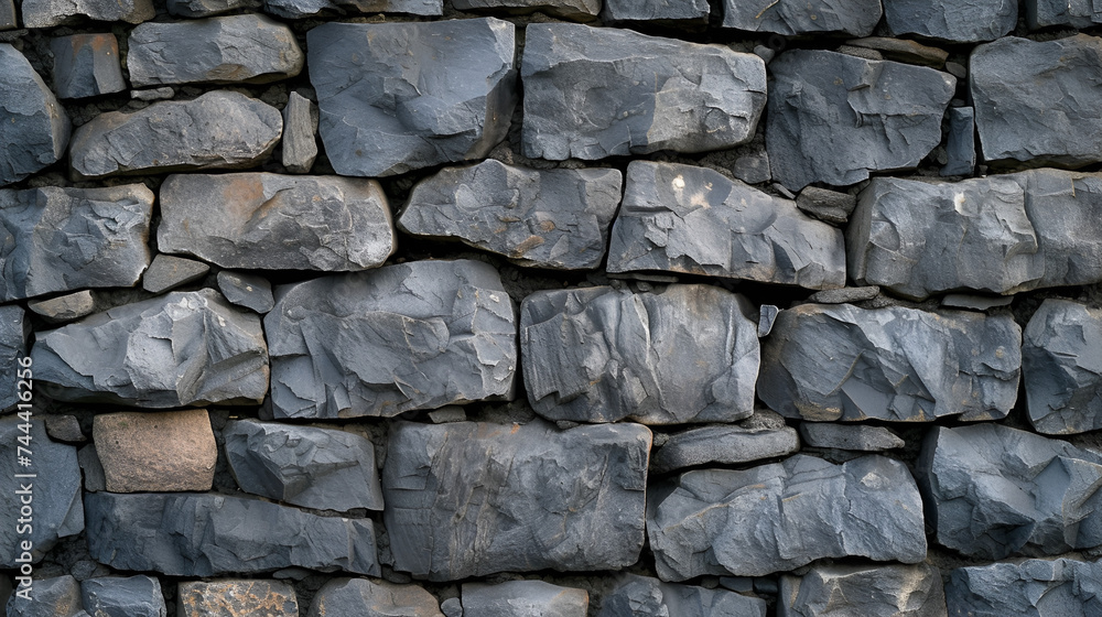 granite stone wall background Stone wall texture background - grey stone siding with different sized stones generative ai