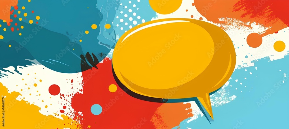 Speech bubble on abstract colorful background. Vector illustration for your design