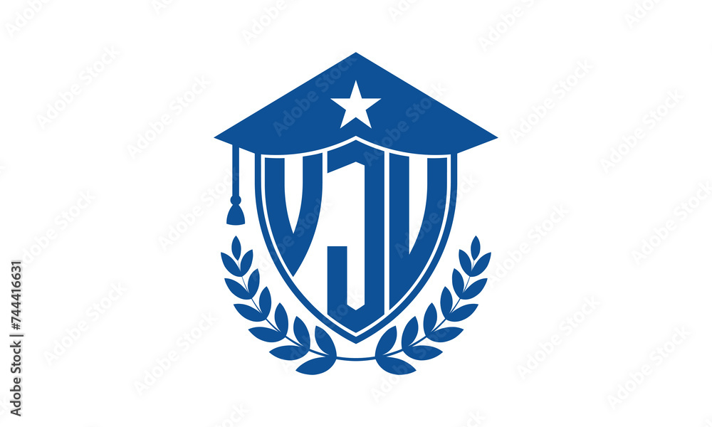 VJU three letter iconic academic logo design vector template. monogram, abstract, school, college, university, graduation cap symbol logo, shield, model, institute, educational, coaching canter, tech VJU three letter iconic academic logo design vector template. monogram, abstract, school, college, university, graduation cap symbol logo, shield, model, institute, educational, coaching canter, tech
