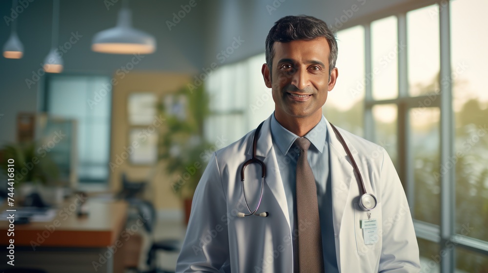 Cheerful Indian male doctor looking at camera Cheerful Indian male doctor looking at camera
