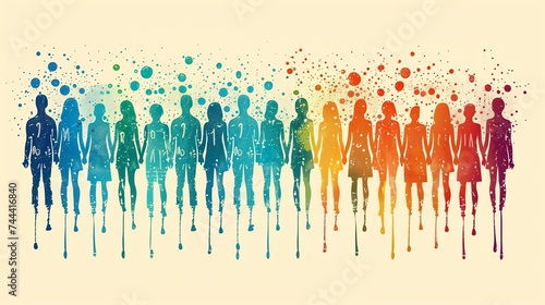 Gender equality concept background, Rainbow background, gay pride, LGBTQ themed, Rainbow Colored Figures