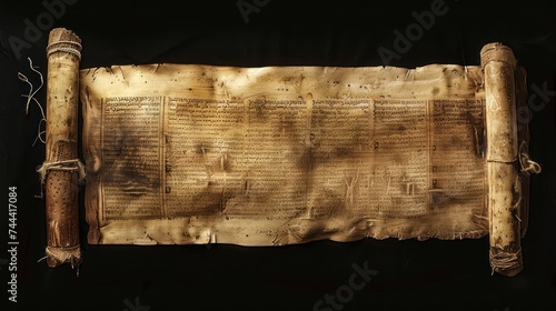 An Ancient Looking Hebrew Scroll of the Torah. photo