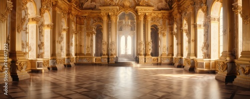 gold marble interior of the royal palace. golden palace. castle interior.