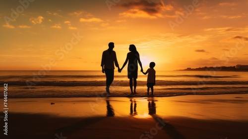 family silhouette father, mother, son  © CStock