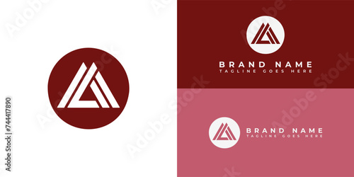 Abstract letter ML or LM initial letters triangle shape isolated in red circle monogram logo. Letter ML or LM logo applied for Food Manufacturing Company logo design inspiration template