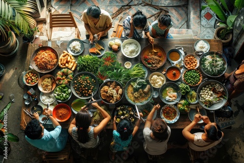 Fototapeta Naklejka Na Ścianę i Meble -  Food brings people together, so images and videos of families and friends dining on regional food is always on the menu.