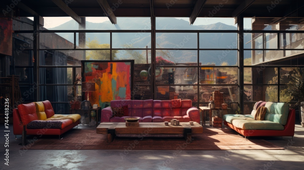 Building a house on the mountain,industrial raw style , in the mountains , Building a house on the mountain,industrial raw style , in the mountains ,
