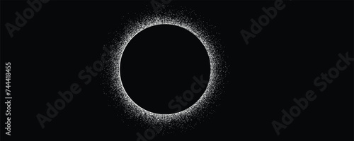 Solar eclipse .Star and moon in space. Futuristic landscape, with noise texture . Night landscape .Vector illustration