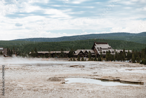 View of Old Faithful Inn from boardwalk in Yellowstone National photo