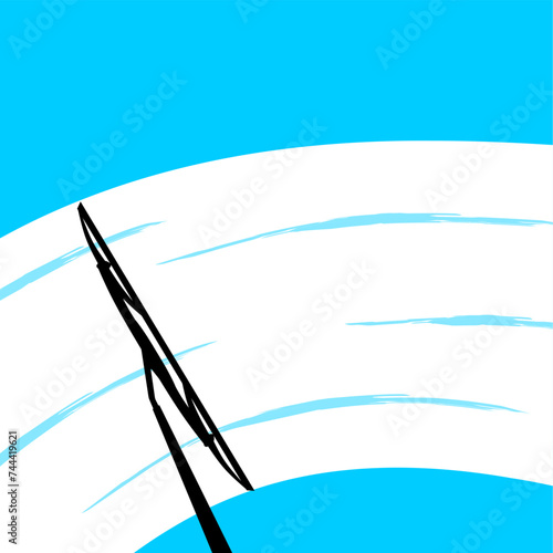 Wipers wipe out rainwater that blocks the view on the car's windshield. Vector illustration