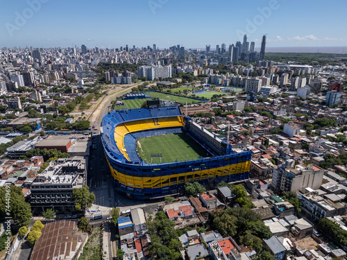 Beautiful aerial view to La Bombonera soccer stadium for Boca Juniors