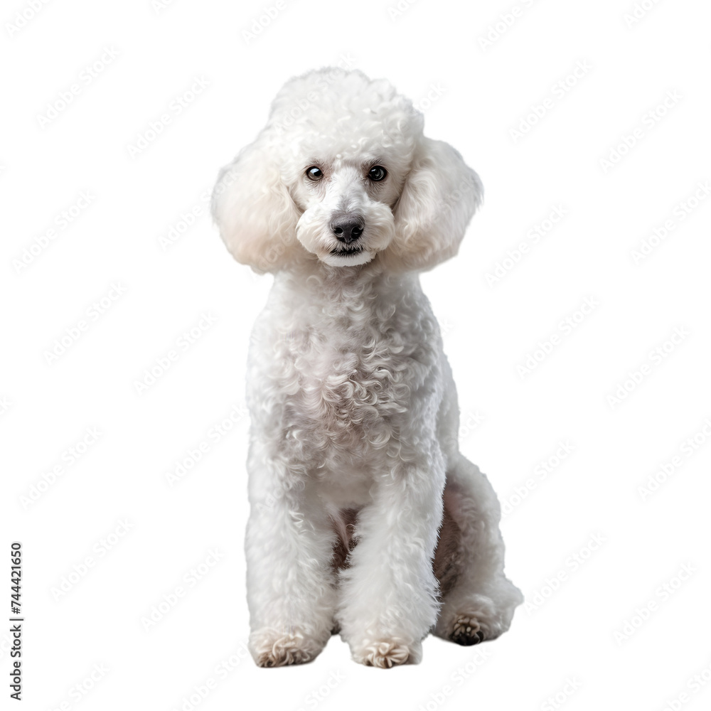 White poodle isolated on transparent background,transparency 