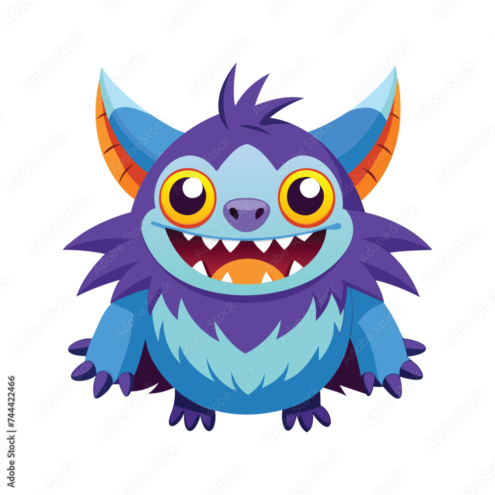Fototapeta premium Cute cartoon monster creature character vector illustration isolated white background