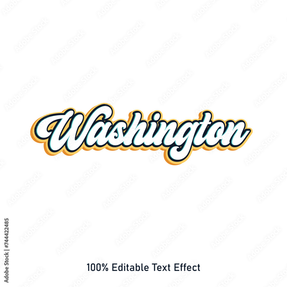 Washington text effect vector. Editable college t-shirt design printable text effect vector. 3d text effect vector.