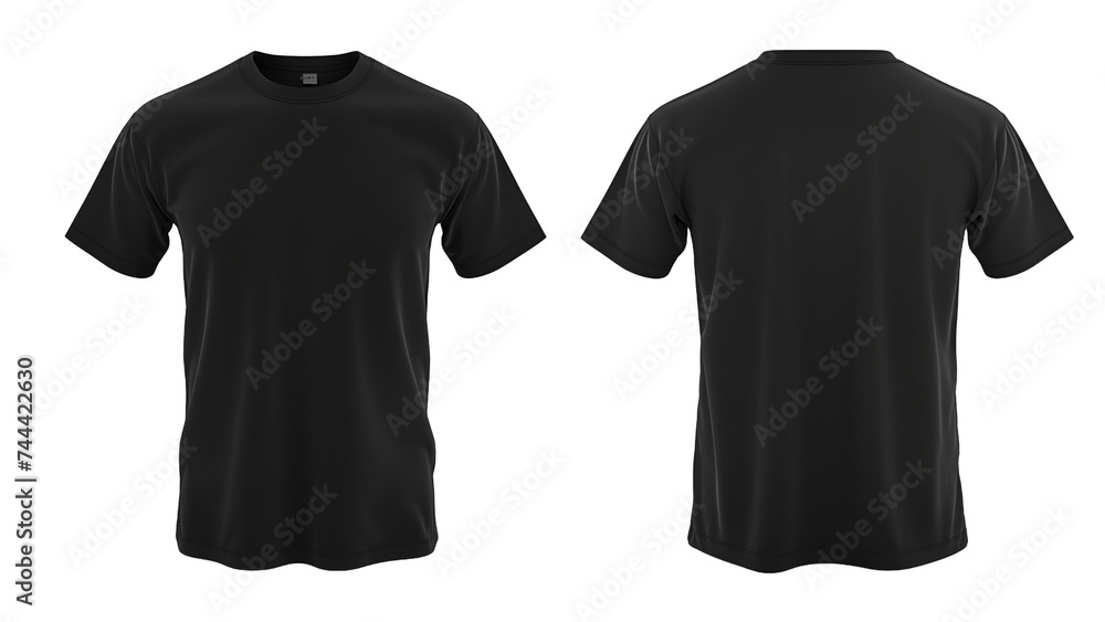 3d black t-shirt front and back side, for mockup, transparent PNG. 3d black t-shirt front and back side, for mockup, transparent PNG.