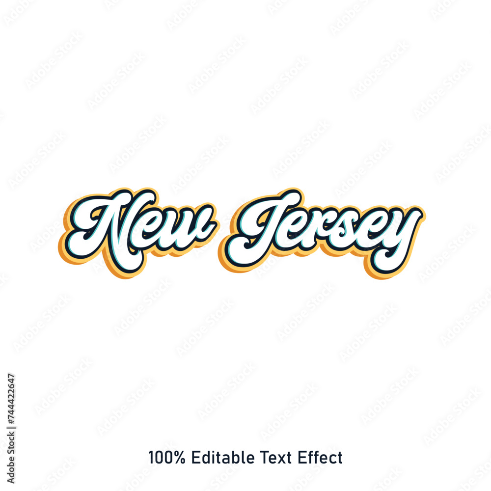 New Jersey text effect vector. Editable college t-shirt design printable text effect vector. 3d text effect vector.