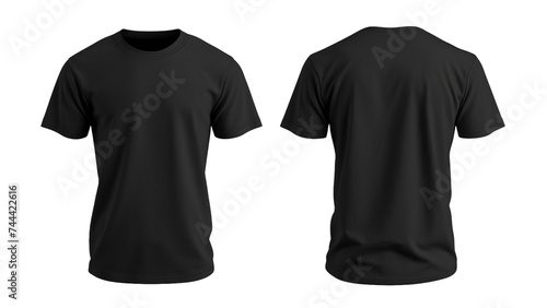 3d black t-shirt front and back side, for mockup, transparent PNG.