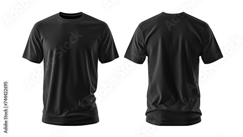 3d black t-shirt front and back side, for mockup, transparent PNG.