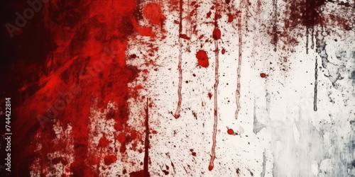 red paint splatter on white wall background  Red blood splatter on a grunge wall  horror wall  halloween wall  red vintage  retro red splash dripped blood textured wall banner poster design walll