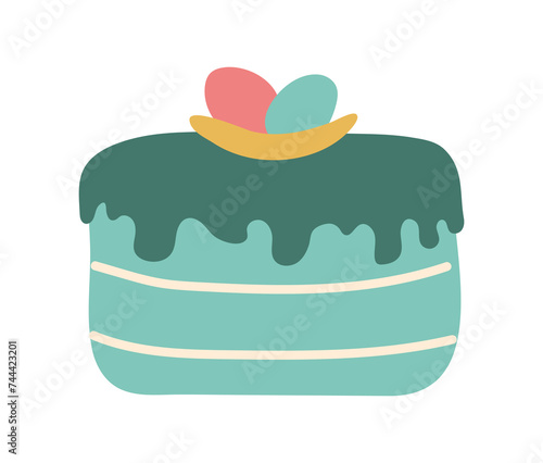 Cake hand drawn vector doodle illustration. Isolated on white background. Spring season simple element