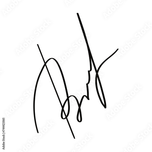 Fake Hand drawn abstract autograph. Handwritten fictitious Signature scribble for business certificate or letter. Vector Doodle illustration isolated on white background