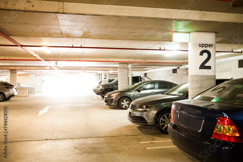 Cars parked in multi storey car park