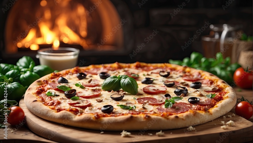 High-Quality Pizza Photography on Wooden Cutting Board
