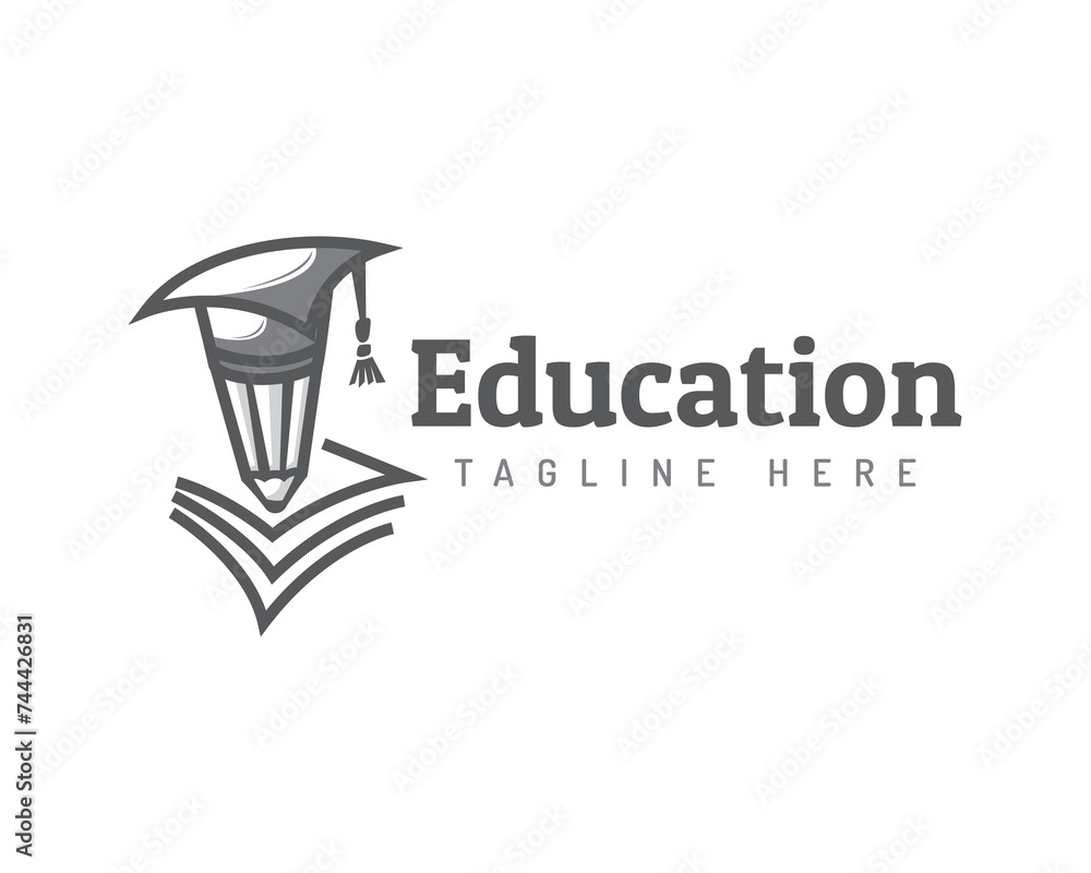 pen with hat and paper education logo icon symbol design template illustration inspiration pen with hat and paper education logo icon symbol design template illustration inspiration