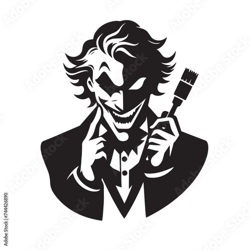"Sinister Smiles: Captivating Black and White Portrait of a Joker"