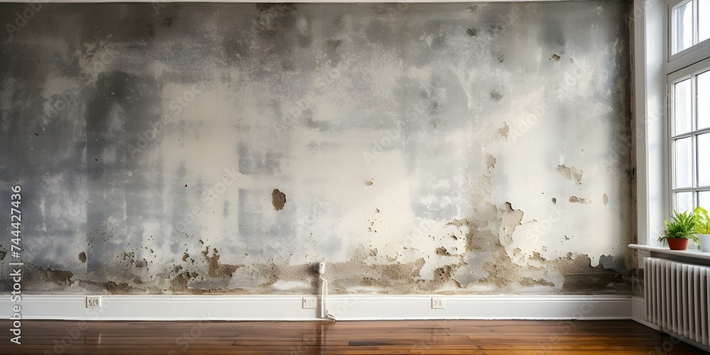 Black Mold Growth on Wall Caused by Water Damage from Flooding. Concept Wall Mold, Water Damage, Flooding Consequences, Mold Remediation Options Black Mold Growth on Wall Caused by Water Damage from Flooding. Concept Wall Mold, Water Damage, Flooding Consequences, Mold Remediation Options