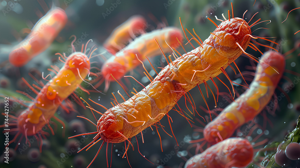 Micro photography, E. coli is a gram-negative, facultative anaerobe, nonsporulating coliform bacterium, Cells are typically rod-shaped, which causes food poisoning, diarrhea, abdominal pain, fever. Micro photography, E. coli is a gram-negative, facultative anaerobe, nonsporulating coliform bacterium, Cells are typically rod-shaped, which causes food poisoning, diarrhea, abdominal pain, fever.