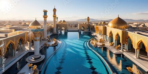 Enhance the Beauty of a Modern Mosque with a Stunning Pool photo