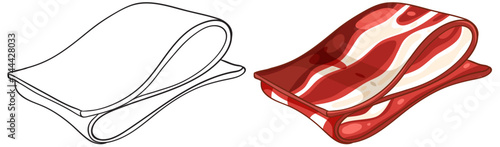 Vector transition from sketch to colored bacon