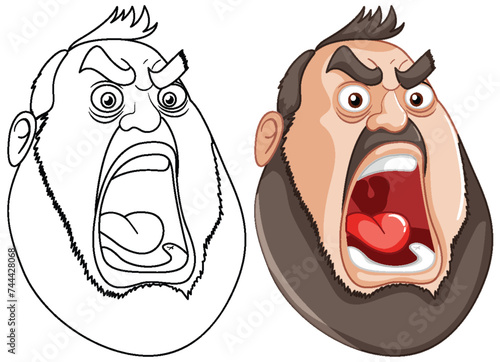 Two cartoon faces with exaggerated angry expressions