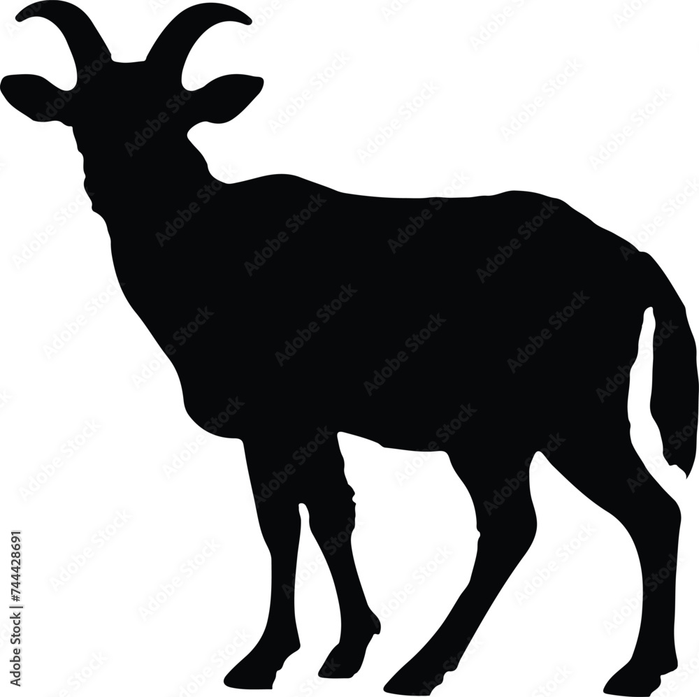 Obraz premium Goat Silhouette illustration Vector White Background