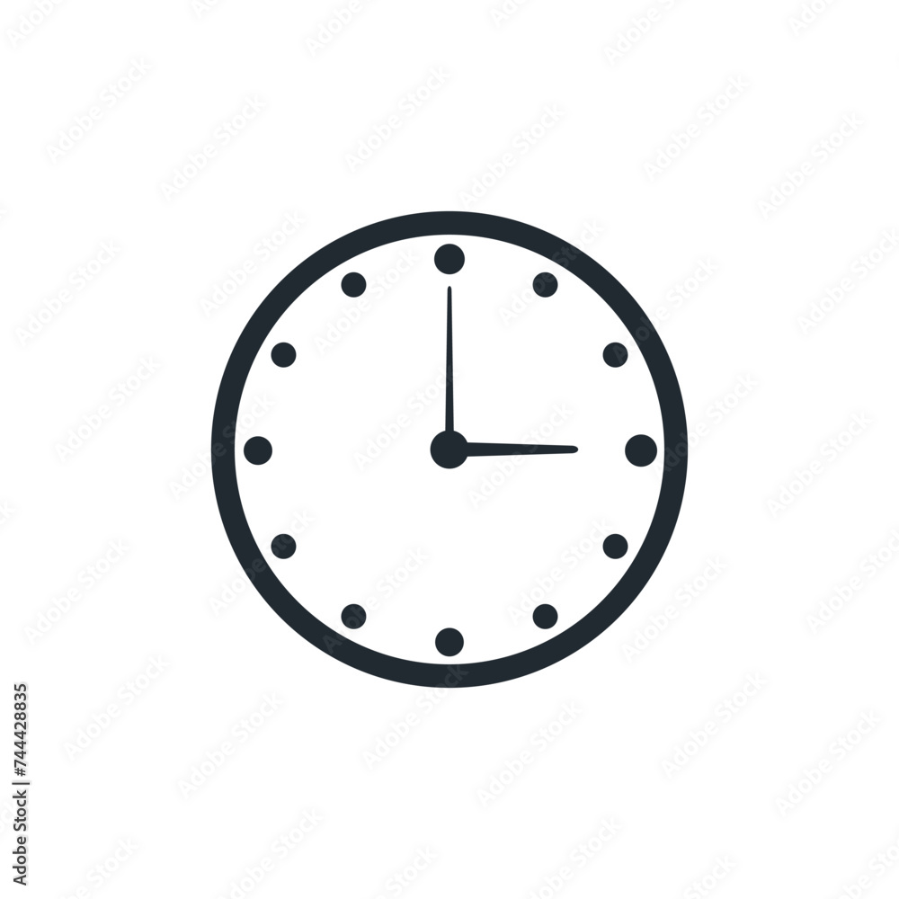 icon clock time, vector illustration. white background combination black icon clock time, vector illustration. white background combination black