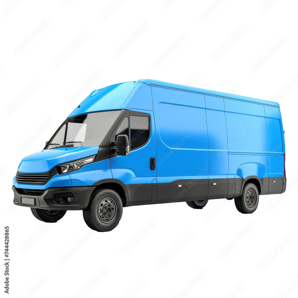 blue delivery van on transparency background PNG
