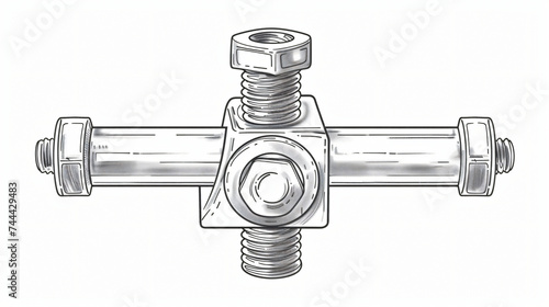 Screw bolt and nut dowel pin pintle one. photo