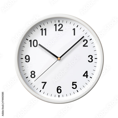 White wall clock. Isolated on transparent background.