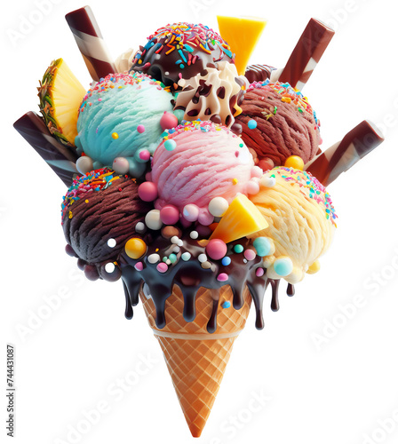 Amazing drawing of a fantastically beautiful ice cream on a transparent background.

