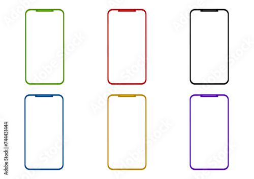 カラフルなスマートフォンのイラストセット
