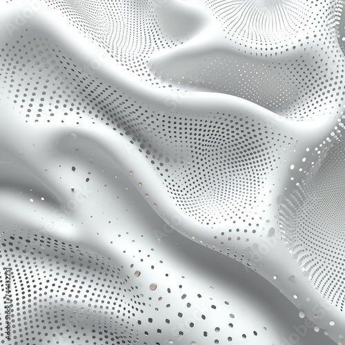 An abstract texture of a silver fabric with dotted pattern and soft folds.