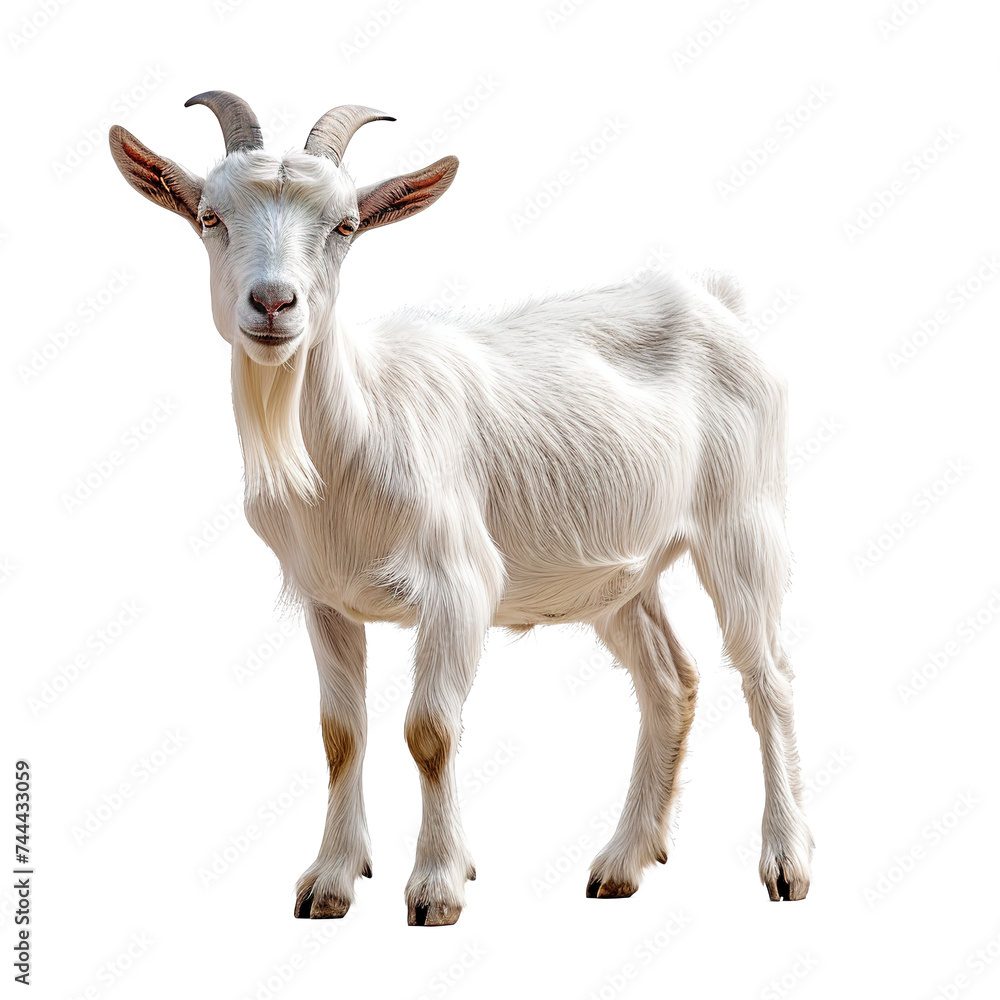 White goat isolated on transparent background