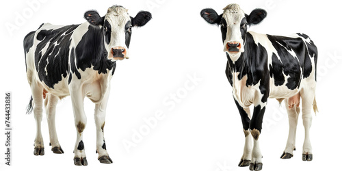 Black and white cow isolated on transparent background