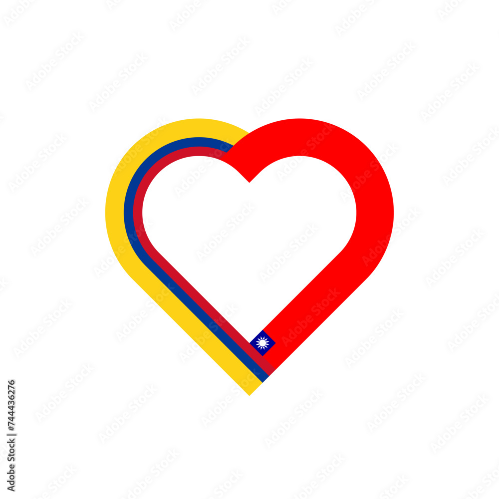 unity concept. heart ribbon icon of colombia and taiwan flags. vector illustration isolated on white background unity concept. heart ribbon icon of colombia and taiwan flags. vector illustration isolated on white background